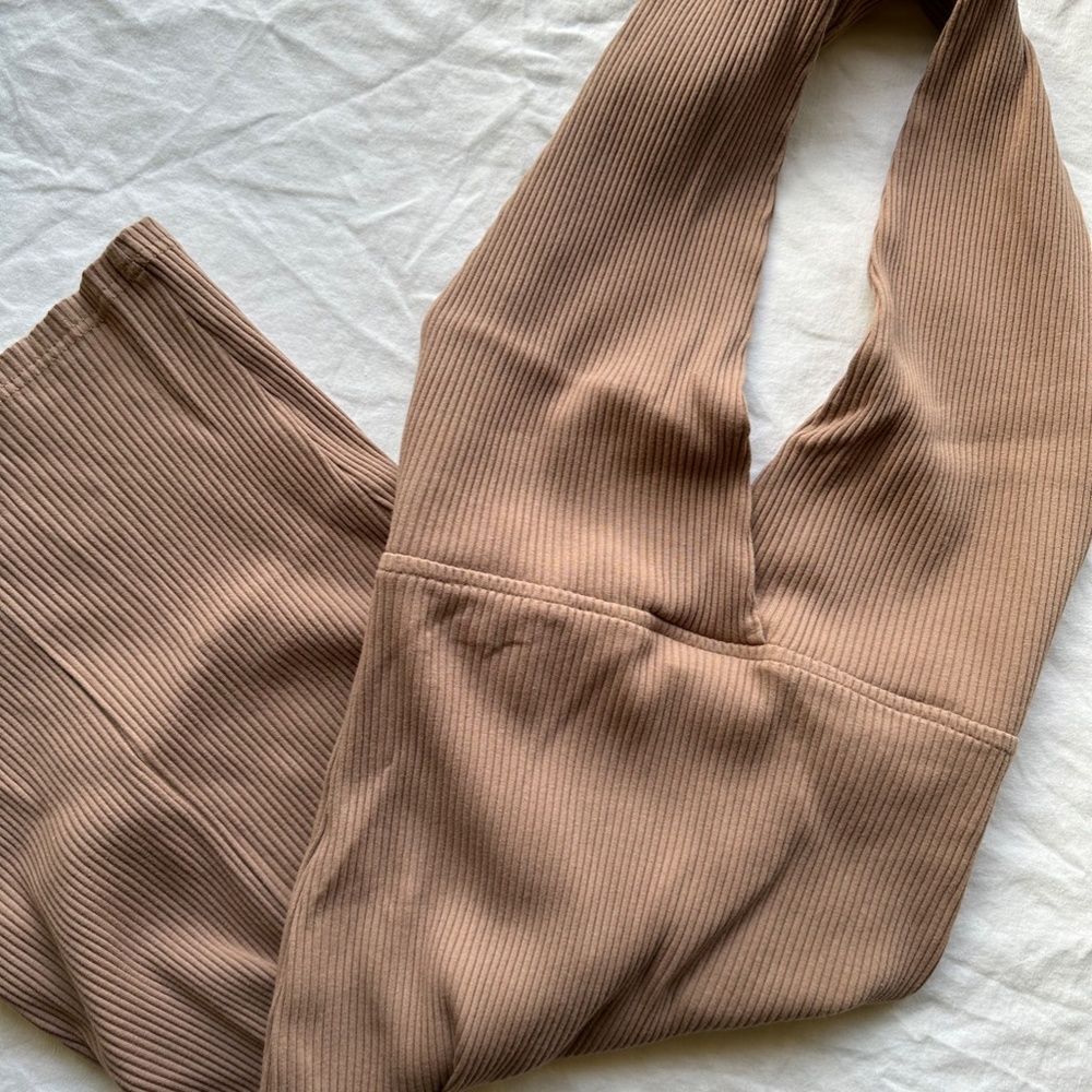 Tan Ribbed Halter Dress